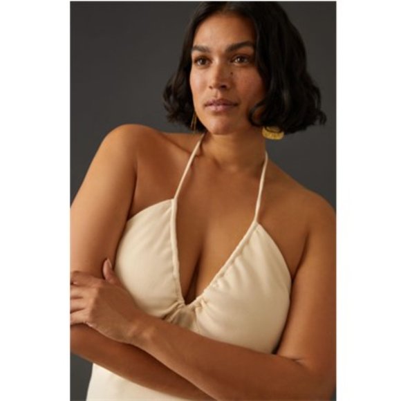 🥰NWT Anthropologie U-Neck Halter Ruched Dress (1X) - Picture 3 of 6